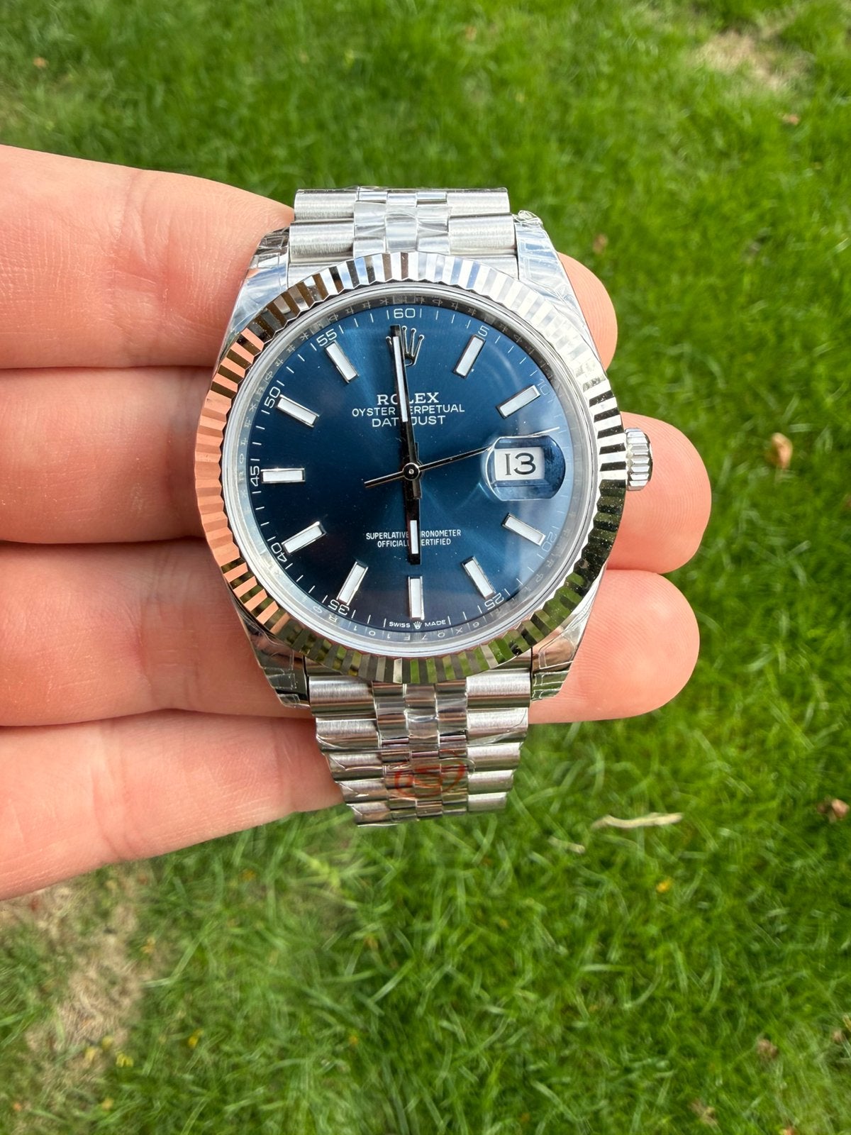 Rolex Datejust 41 Blue Dial | Fluted Bezel | Jubilee, Ophalen, Zo goed als nieuw, Staal, Rolex