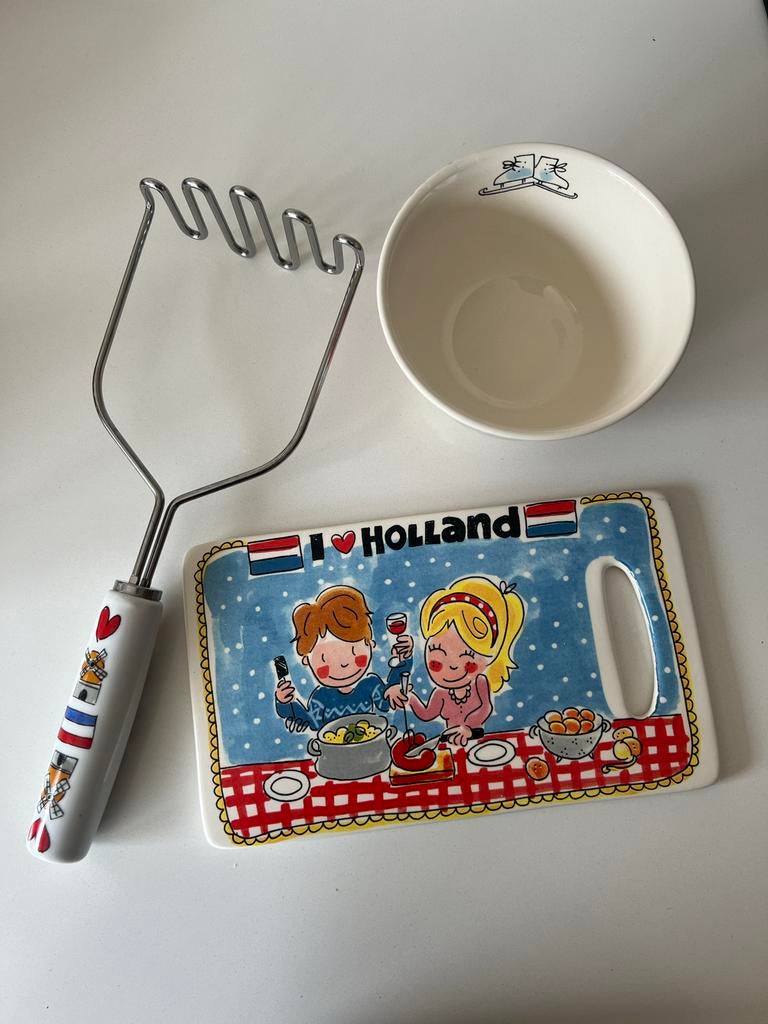 Blond Amsterdam I Love Holland set: bakje, plankje, stamper, Huis en Inrichting, Keuken | Servies, Ophalen, Zo goed als nieuw