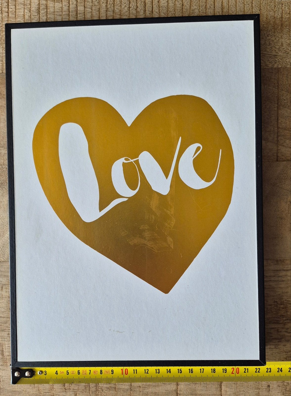 Liefde Schilderijtje - Gouden Hart met 'Love' Tekst, Tekstbord, Ophalen of Verzenden, Zo goed als nieuw, Kunststof