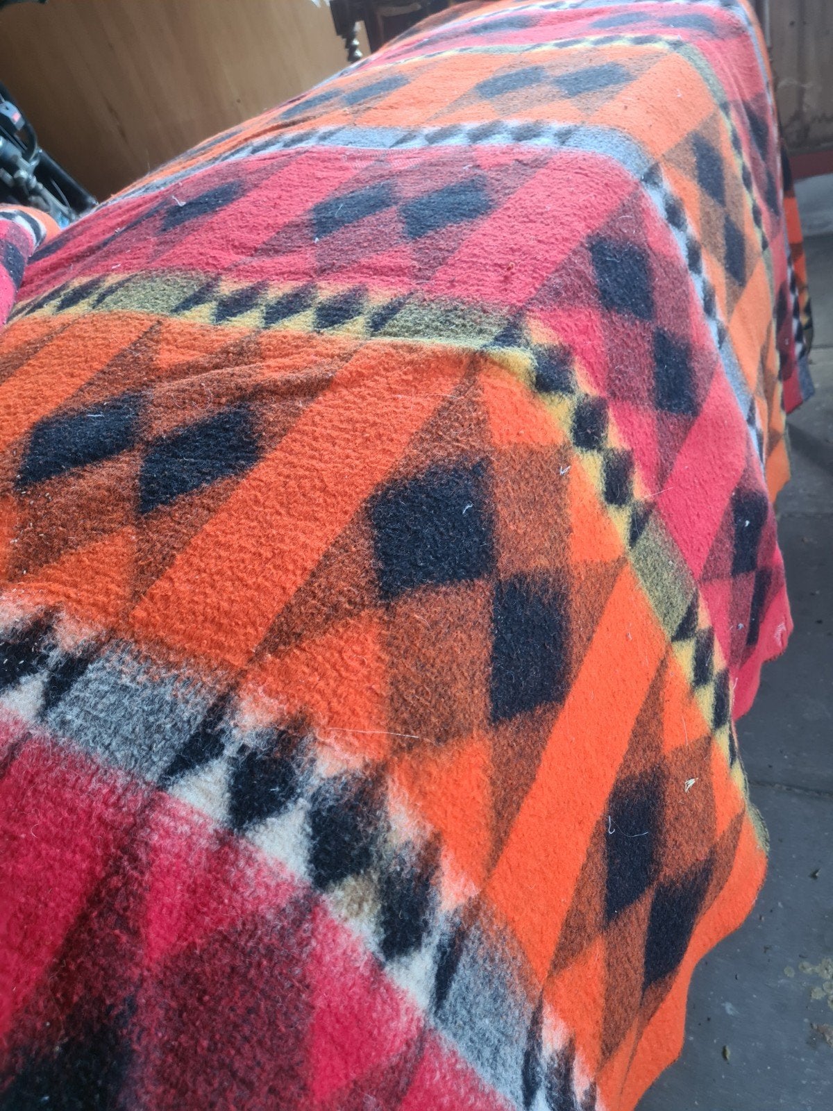 Vintage wollen deken met ruitpatroon, Ophalen of Verzenden