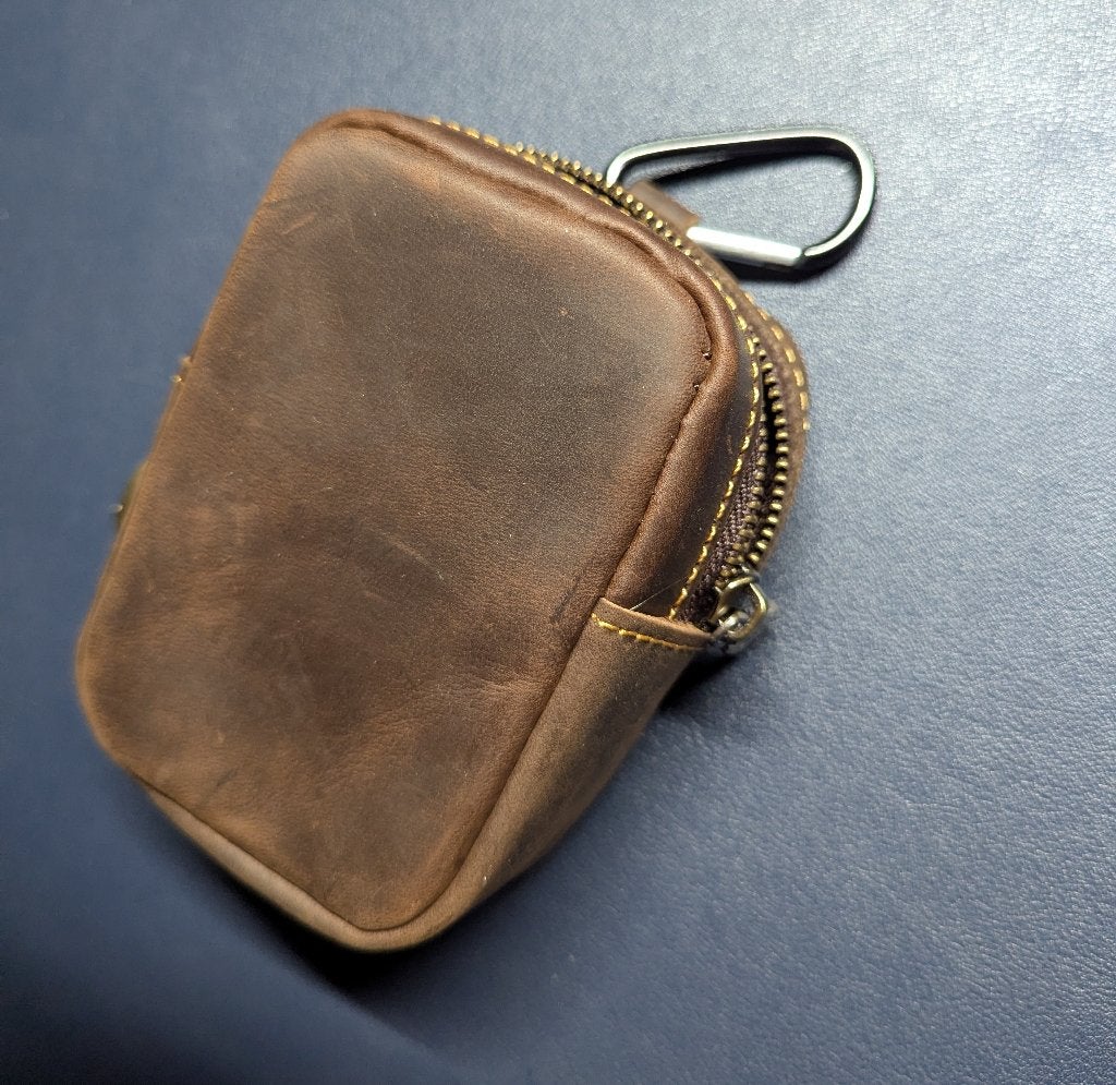 Compact leren heuptasje met riemlus – coffee/bruin, Overige merken, Bruin, Verzenden, Nieuw