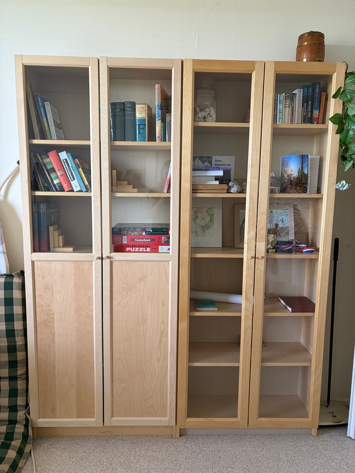 IKEA Billy Boekenkast met deuren - Licht hout, Ophalen, 100 tot 150 cm, 200 cm of meer, Zo goed als nieuw