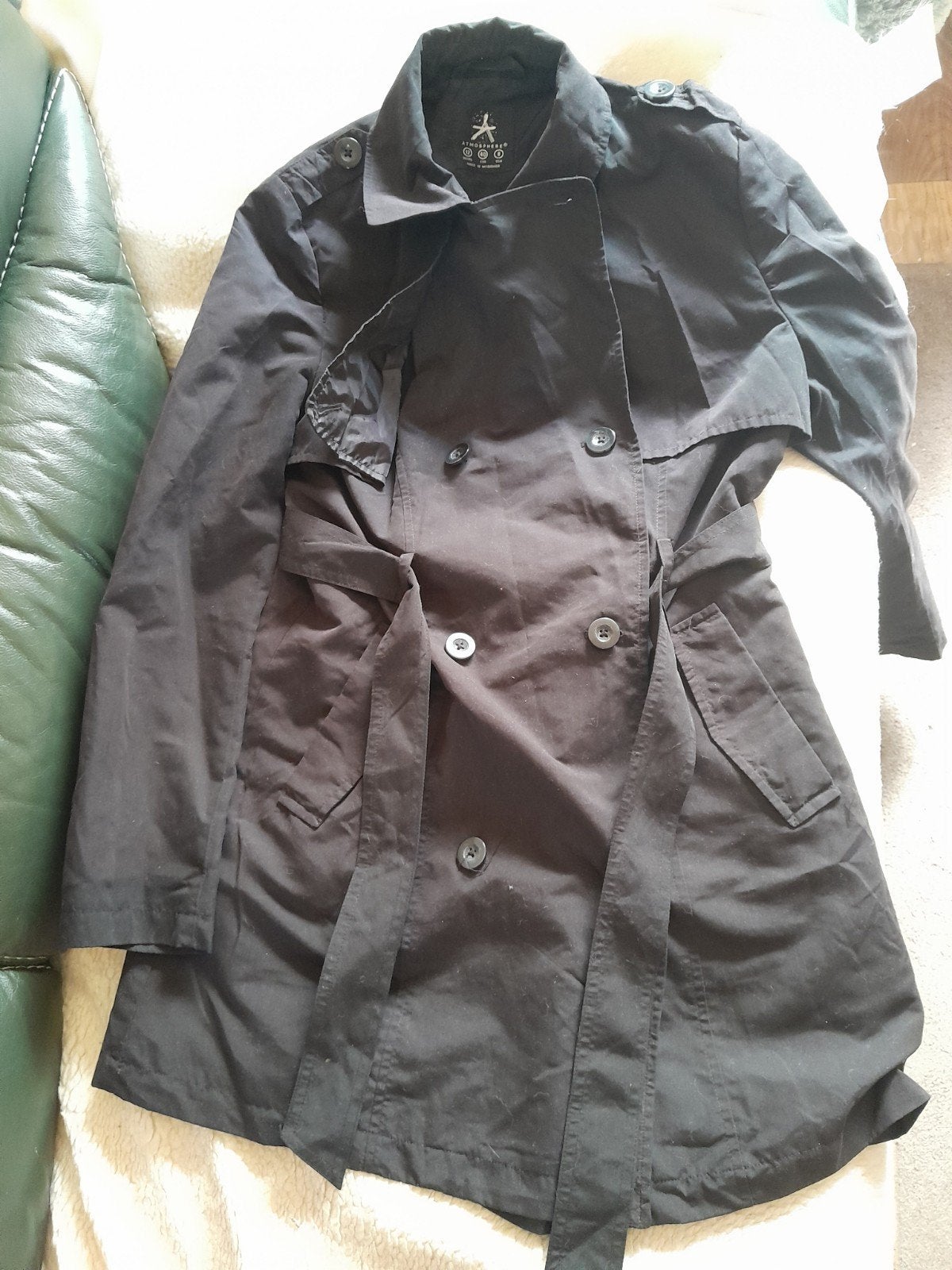 Zwarte Atmosphere trenchcoat van 100% katoen, maat 40, Kleding | Dames, Maat 38/40 (M), Atmosphere, Zwart, Ophalen of Verzenden