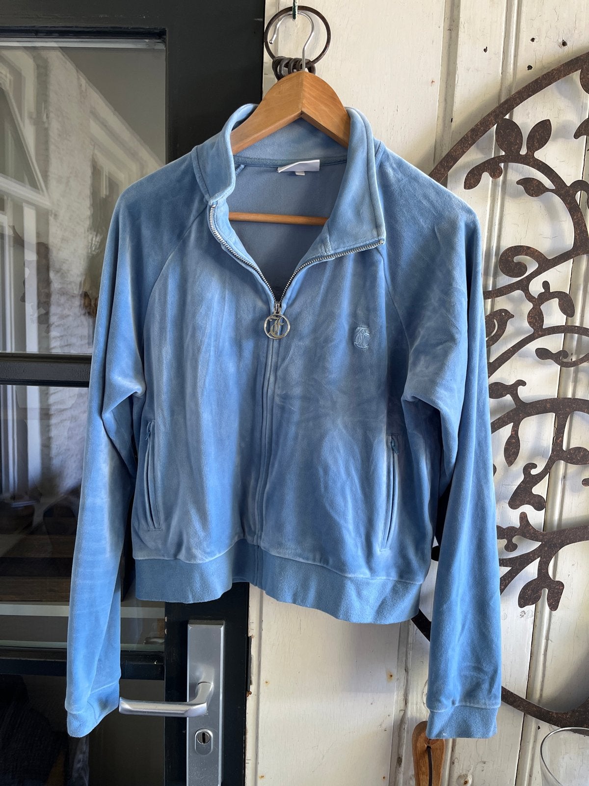 Juicy Couture fluwelen vest met rits, lichtblauw, XL, Ophalen of Verzenden, Gedragen, Maat 46/48 (XL) of groter, Blauw