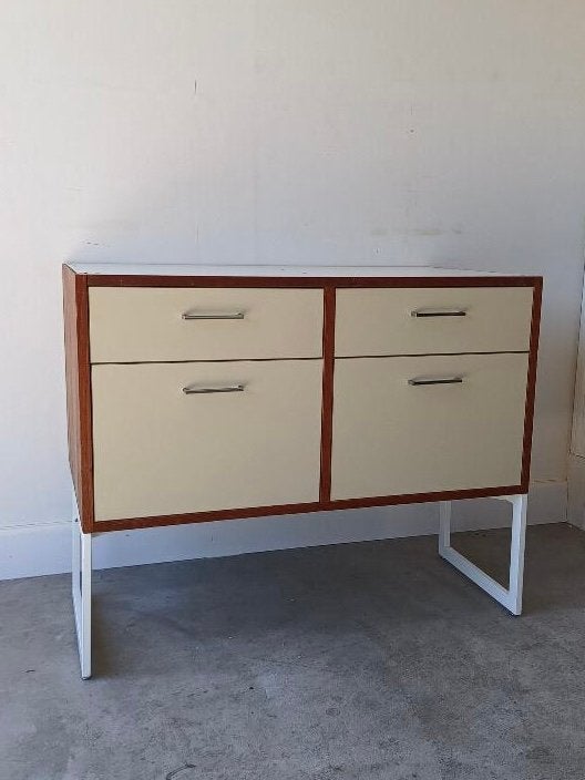 Vintage laboratorium kast praktijk kast dressoir teak fineer, Ophalen, Mid century vintage, Gebruikt, Overige materialen