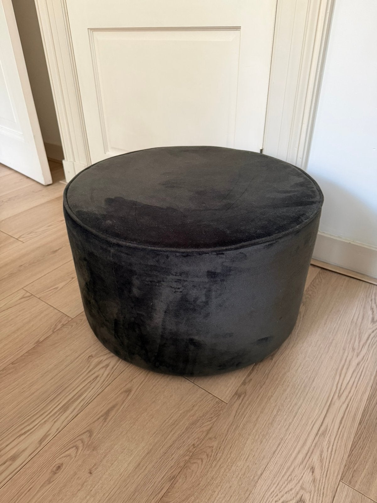 Groene Velvet Poef, Huis en Inrichting, Ophalen, Rond, 75 tot 100 cm, Zo goed als nieuw