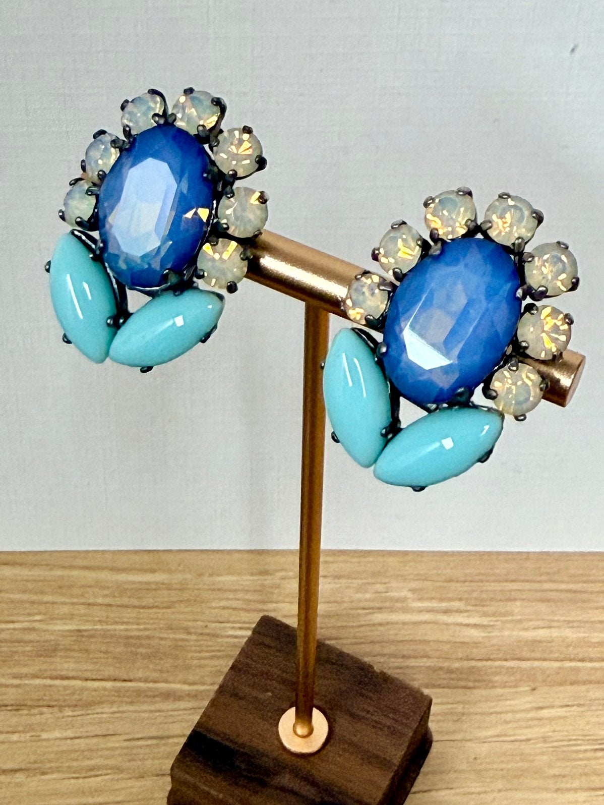 Philippe Ferrandis vintage clips blauw, Blauw, Ophalen of Verzenden, Info@vintageglitch.nl, Glas