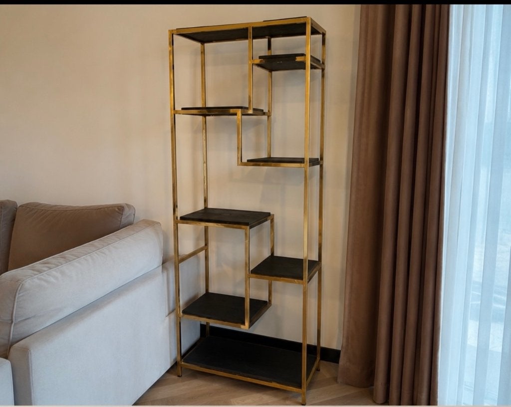 Wandmeubel blackbone goud richmond interiors, Met plank(en), 200 cm of meer, Zo goed als nieuw, Minder dan 150 cm