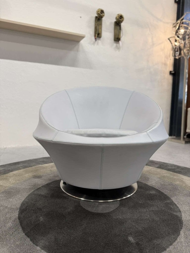Als nieuw Leolux Ophelia Draaifauteuil leer design stoel, Leolux, Info@leolux.nl, Ophalen of Verzenden, Zo goed als nieuw