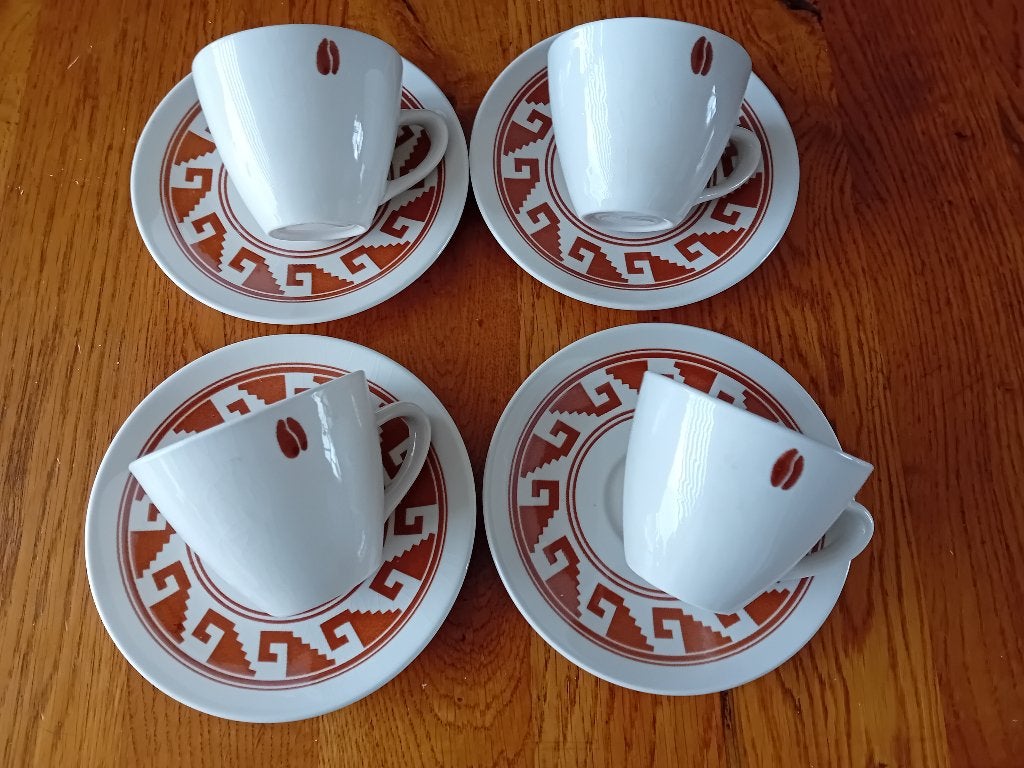 4 koffie kop en schotel FAIR TRADE NIEUW! Retro, Overige merken, Nieuw, Ophalen of Verzenden, Overige stijlen