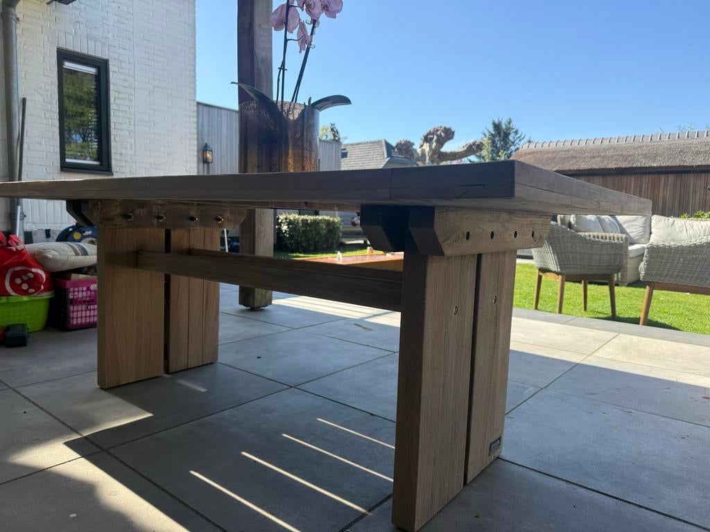 Teakhouten Tuintafel - Rough Furniture, Tuin en Terras, Tuintafels, Ophalen, Gebruikt, Rechthoekig, Teakhout