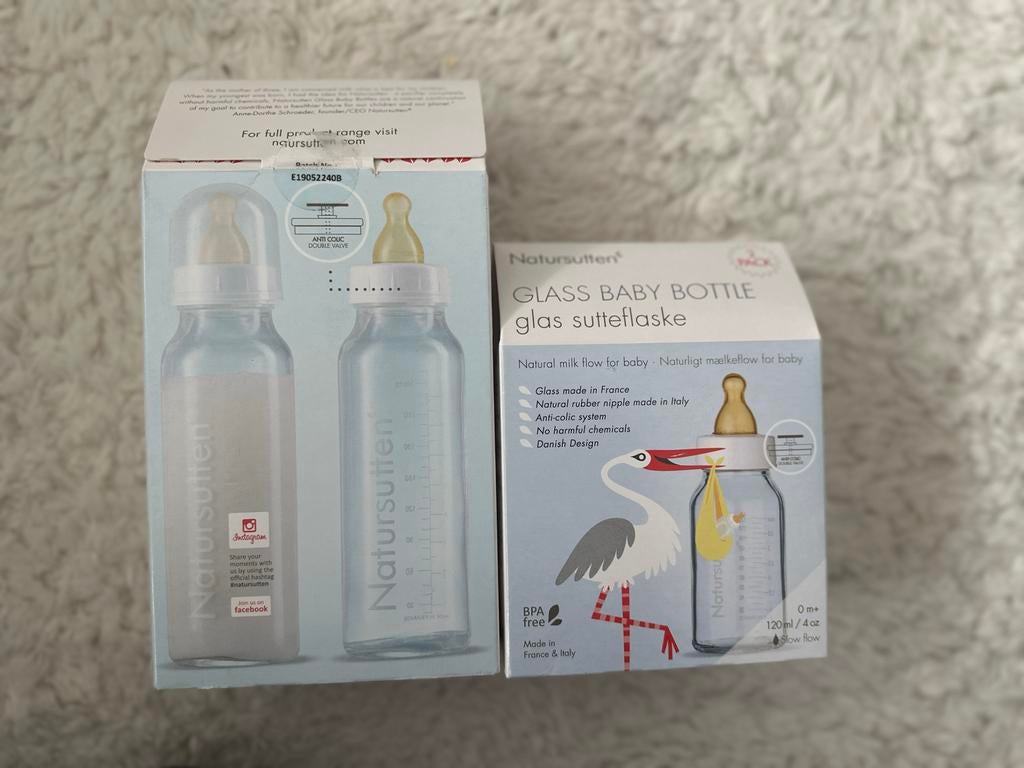 Nieuwe Natursutten Glazen Babyfles - 120ml, BPA-vrij, Ophalen of Verzenden, Nieuw, Overige typen