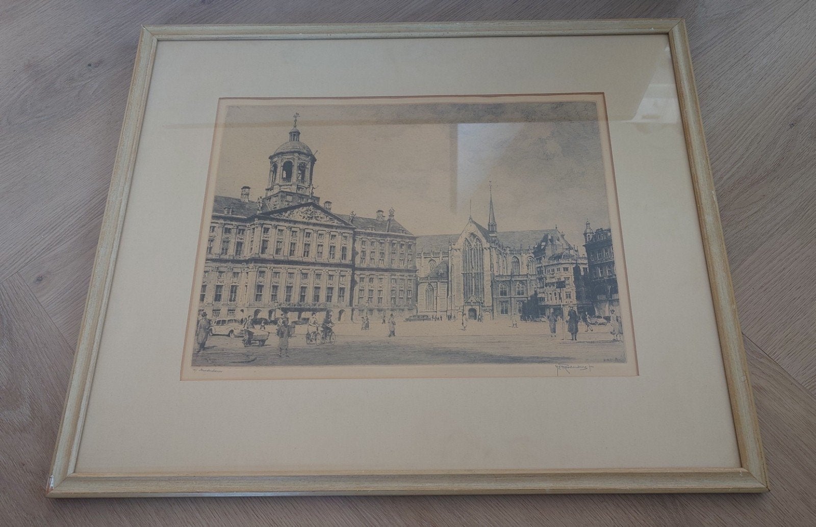 Roodenburg - Amsterdam : Historische Ets J. Bokma, 49 cm, Ets, Stadsgezicht, Ophalen of Verzenden