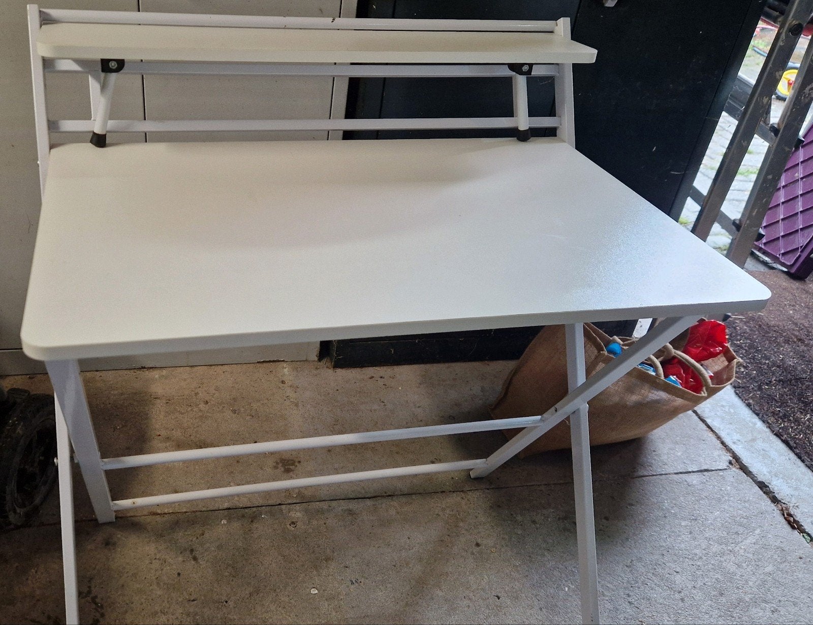 Opvouwbaar bureau met opzetstuk - Wit, Ophalen, Metaal, 80 cm, Overige merken