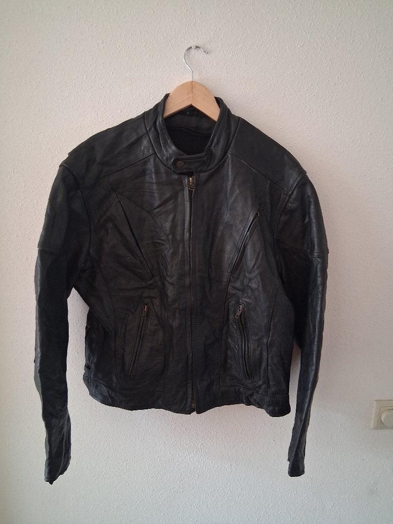 Zwarte Dames Leren Motorjas Maat L Vintage Biker Jas Leder, Verzenden, Jas | leer, Geen, Dames