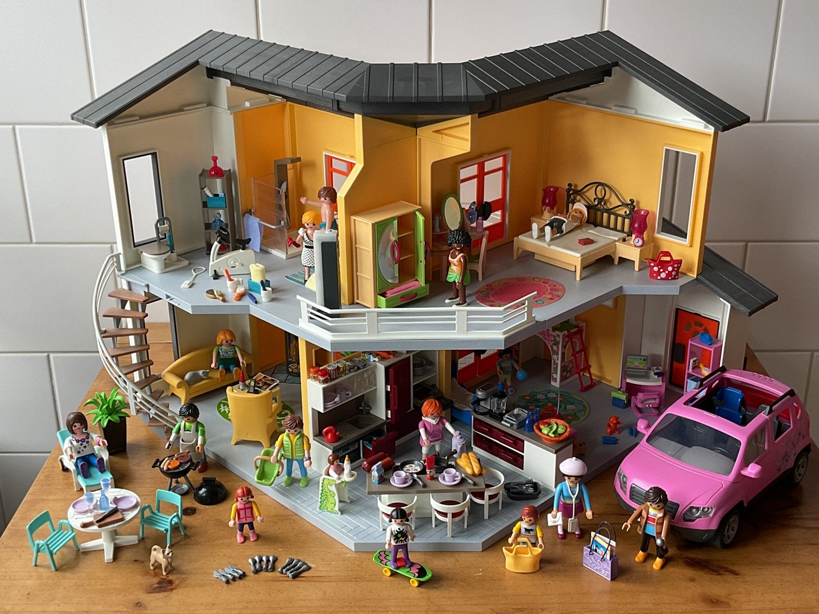 PLAYMOBIL UITGEBREID MODERN WOONHUIS  ☕️ 🍰  SUPER LEUK !!, Verzenden, Gebruikt