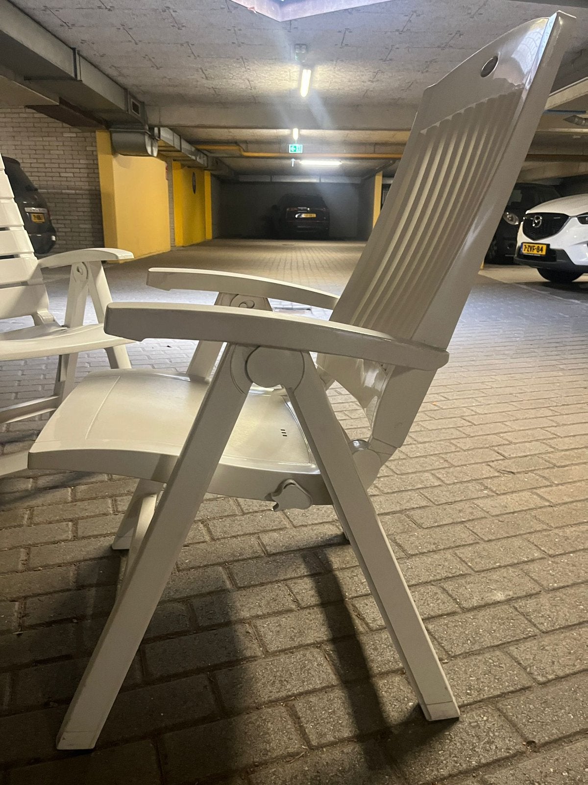 Witte inklapbare tuinstoel Hartman, Tuin en Terras, Tuinstoelen, Ophalen, Gebruikt, Kunststof, Inklapbaar