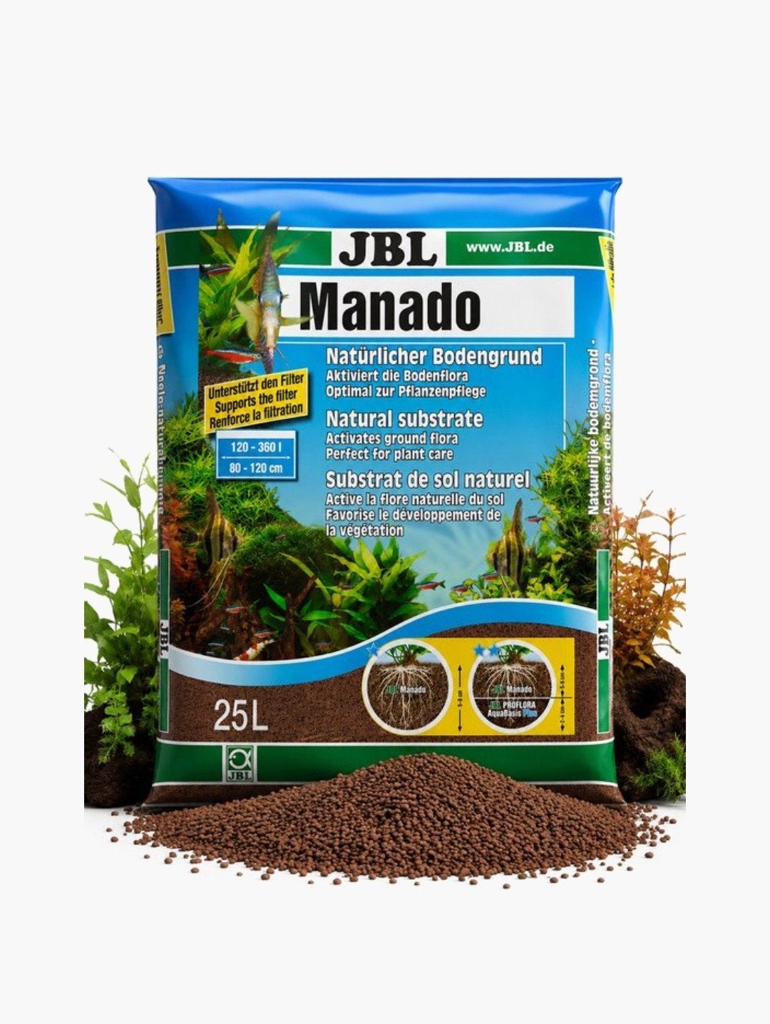 Nieuwe 25l natuurlijke bruine Manado JBL bodem grond, Dieren en Toebehoren, Ophalen of Verzenden, Nieuw, Grind, Zand of Voedingsbodem