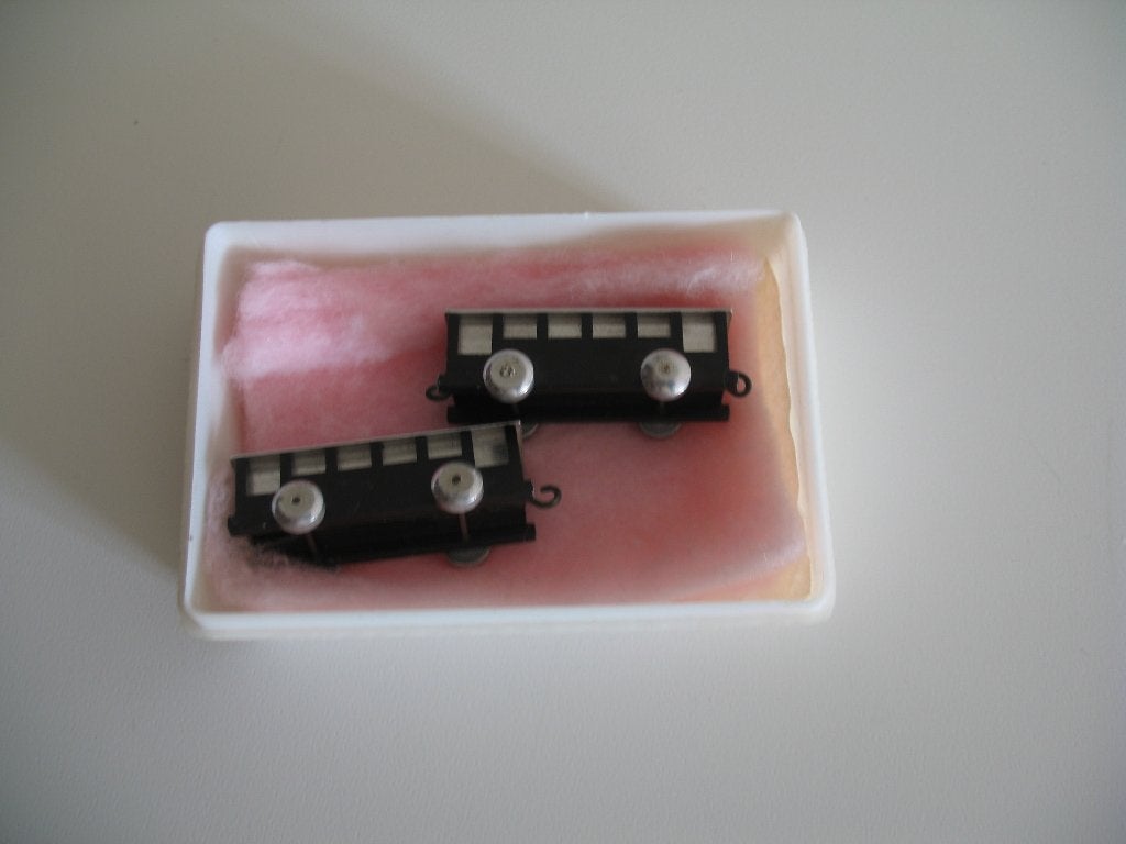 2 Kleine Petit Treinwagons Zilverkleur Vintage, Ophalen of Verzenden