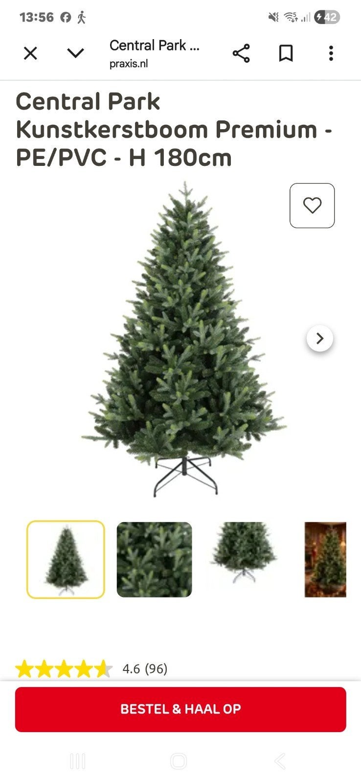 prachtige kunstkerstboom 1.80, Ophalen