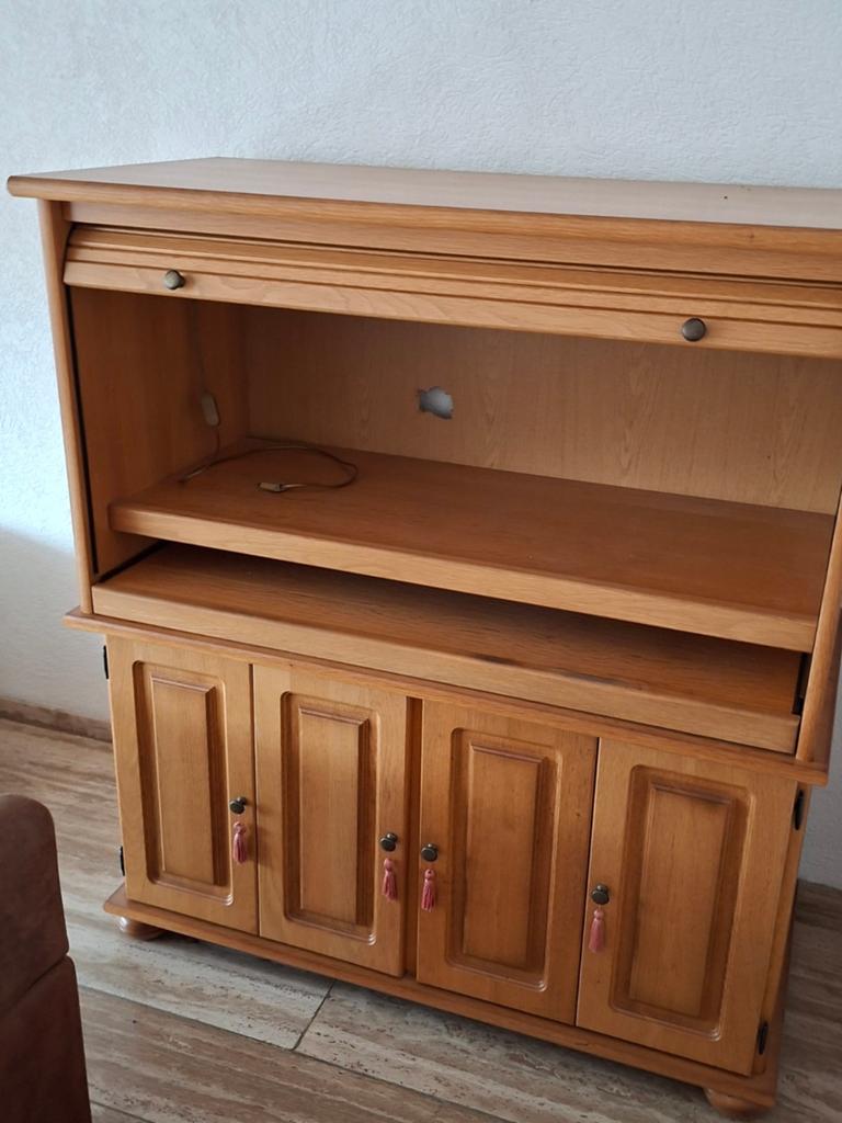 Houten rolluikkast / secretaire met opbergruimte, Ophalen, Gebruikt