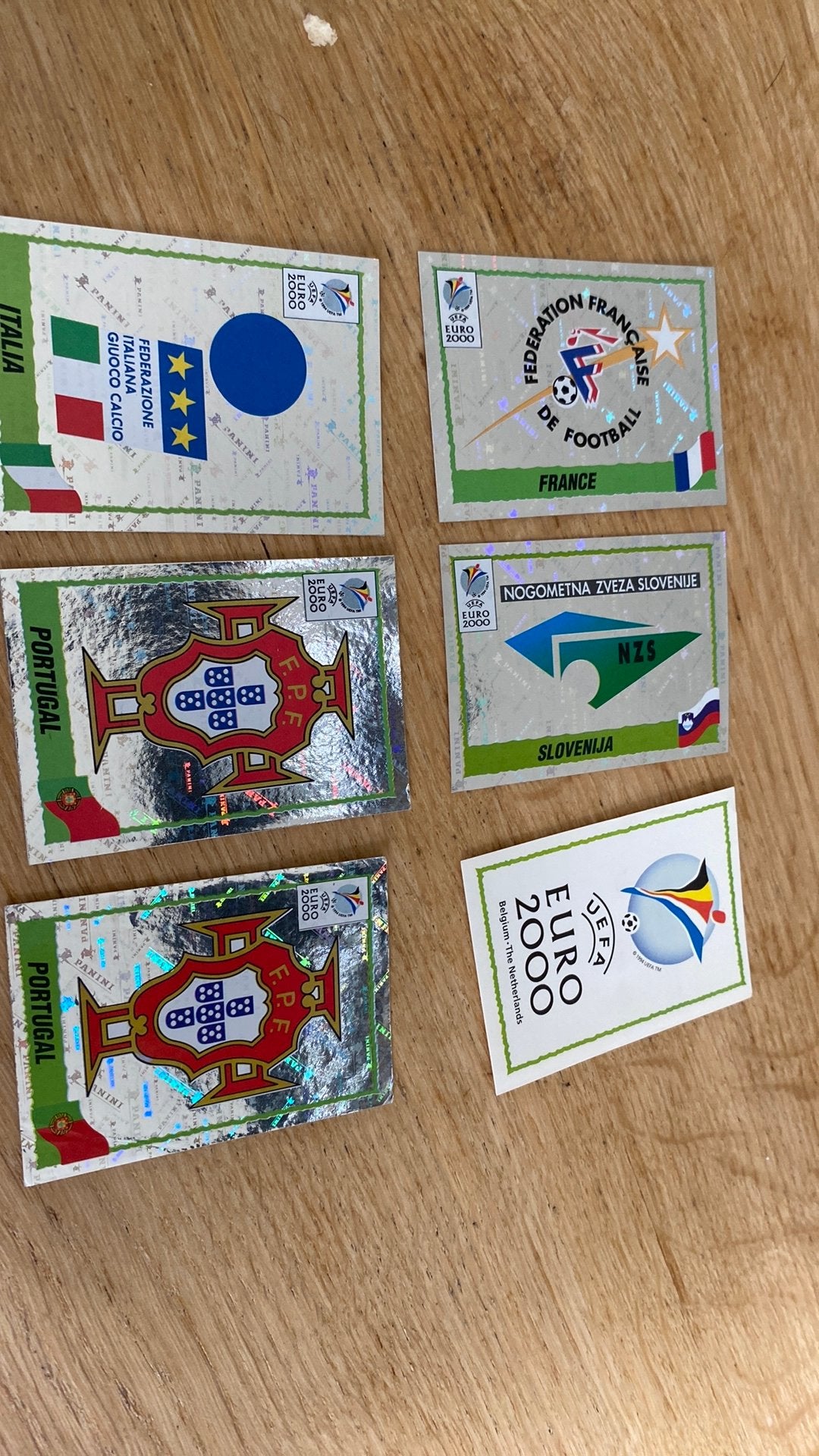 6 x Panini euro 2000, Verzamelen, Ophalen of Verzenden, Zo goed als nieuw, Buitenlandse clubs, Poster, Plaatje of Sticker