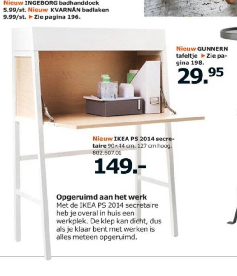 Ikea uitklapbaar bureau, Ophalen, Gebruikt, Scandinavisch, 44 cm