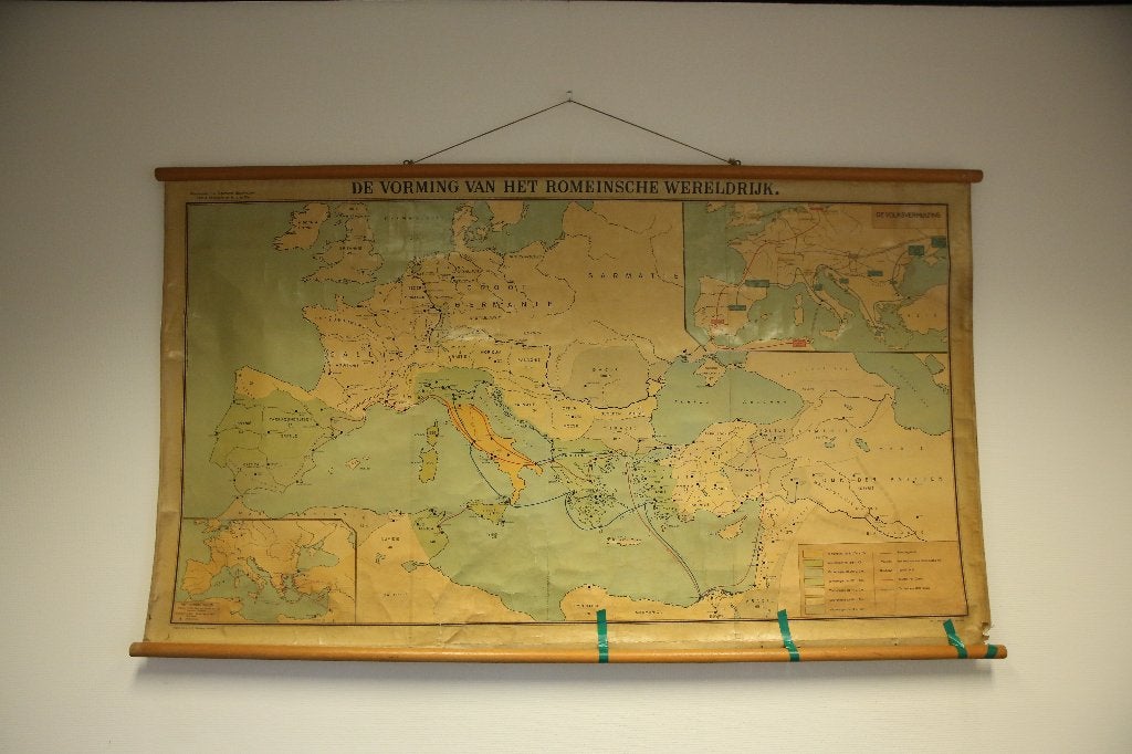 Oude Schoolkaart “De Vorming van het Romeinsche Wereldrijk”, Ophalen, Geschiedenis