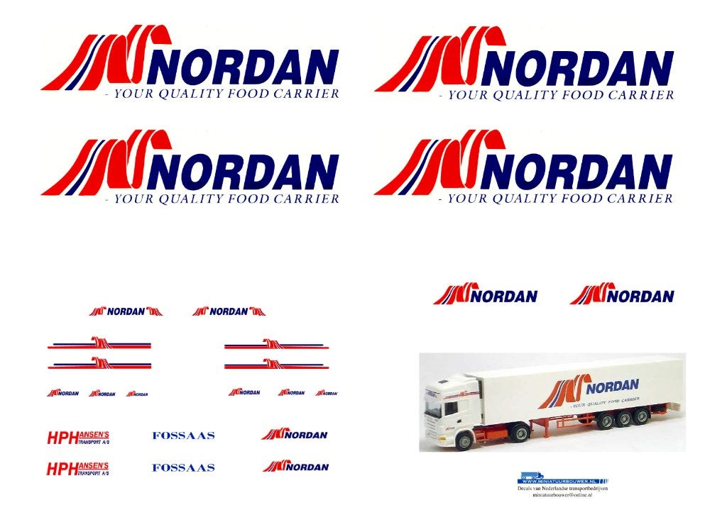 Vrachtauto decal 1:50 Nordan Transport en Spedition Scania, Verzenden, Nieuw, Bus of Vrachtwagen, Overige merken