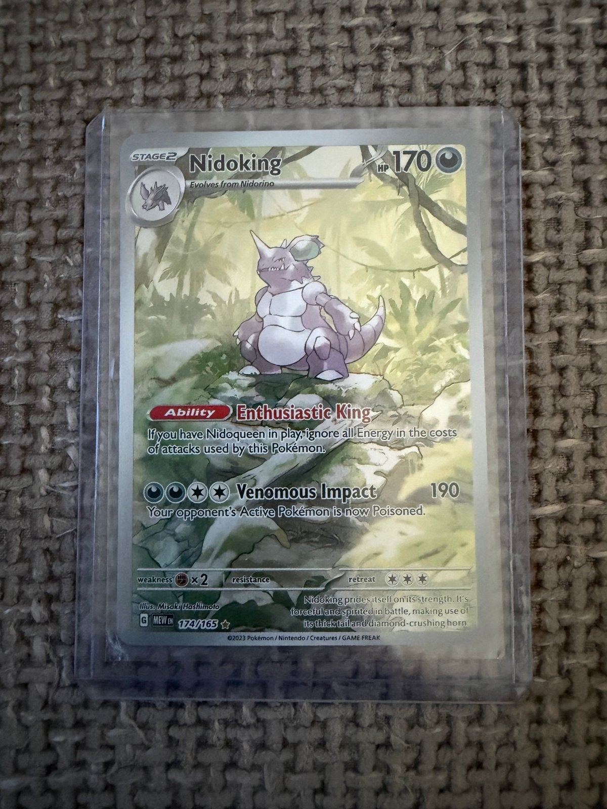 Nidoking 174/165 Pokémon Kaart - Nieuwstaat, Ophalen of Verzenden, Zo goed als nieuw, Losse kaart, Foil