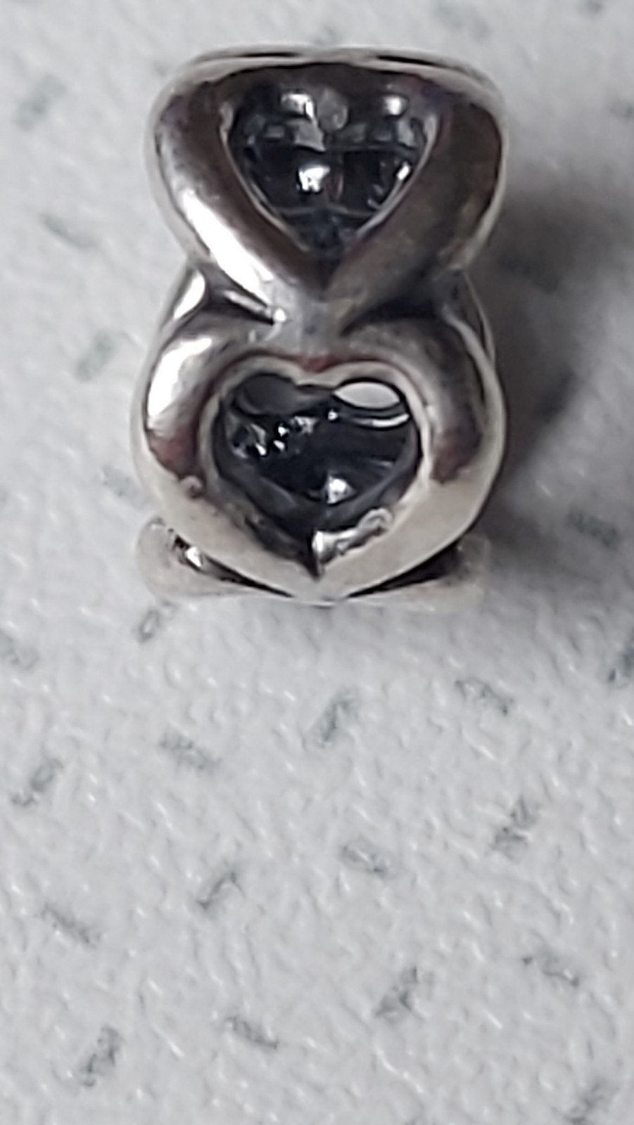 Originele Pandora zilveren bedel tussenringetje harten, Sieraden, Tassen en Uiterlijk, Bedels, Ophalen of Verzenden, Zo goed als nieuw