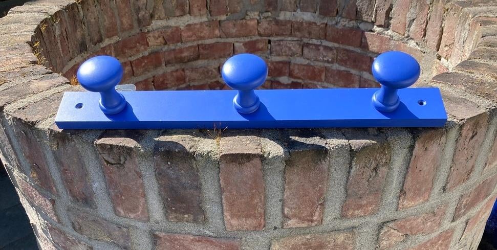 Vrolijke in Blauwe + Roze Kapstok Massief Beukenhout 30 stuk, Wandkapstok, -, -, Nieuw