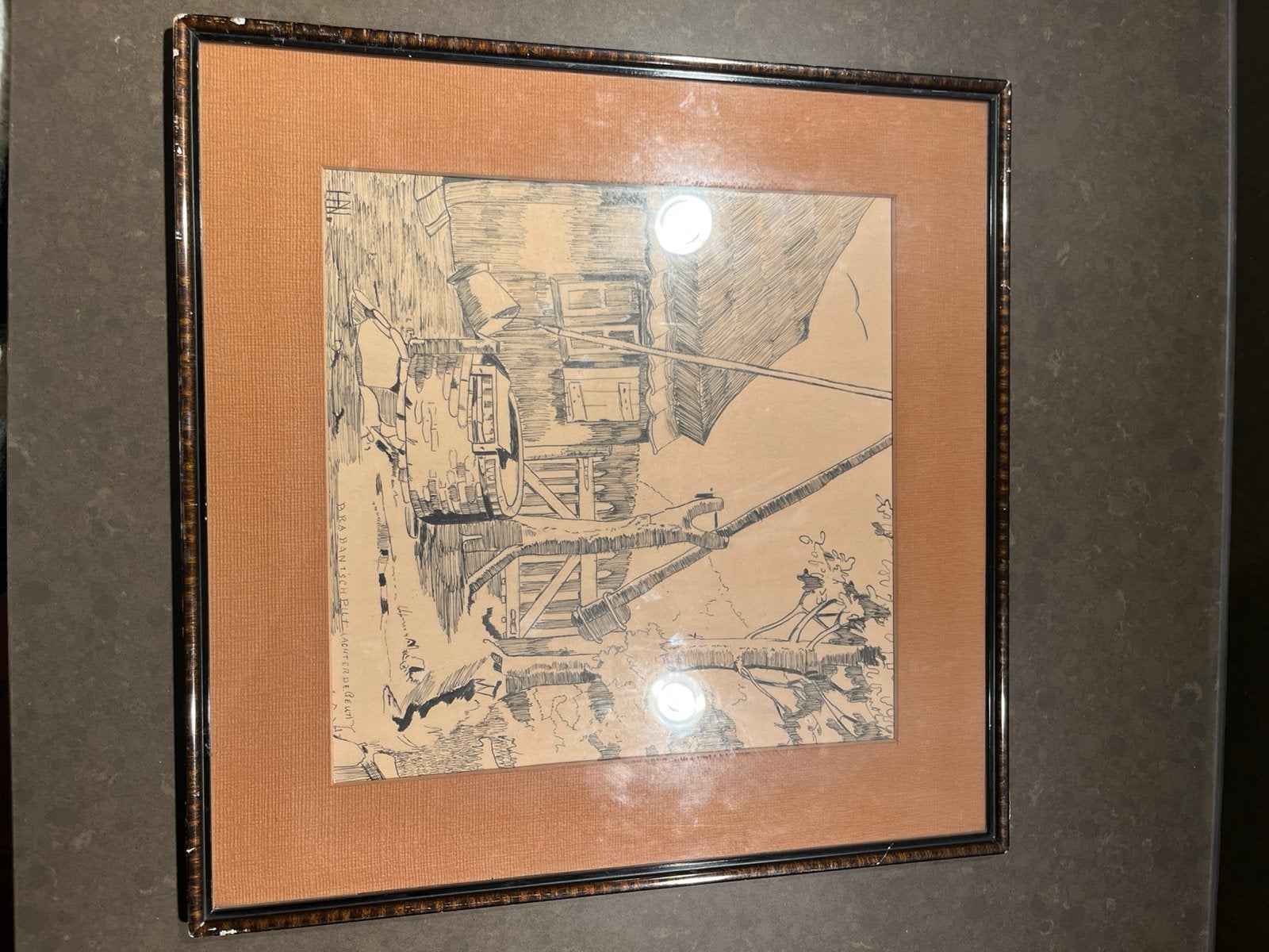 Pentekening een Brabantsche put met signature NH of HN, Antiek en Kunst, Ophalen