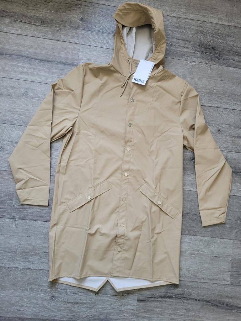 Nieuwe RAINS Regenjas Long Jacket Maat M Unisex - Sand, Ophalen of Verzenden, Nieuw, Regenjas, Heren
