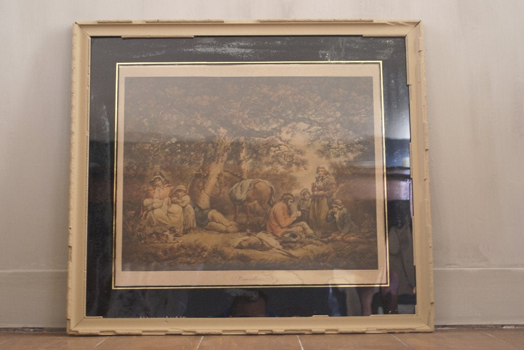Brocante - Oude lijst met prent George Morland!, Ophalen, Gebruikt, Decoratieobject, Klassiek