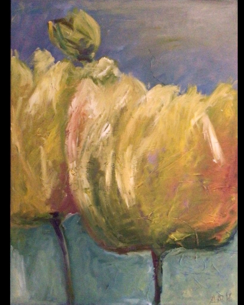 Gele tulpen olieverf, Ophalen
