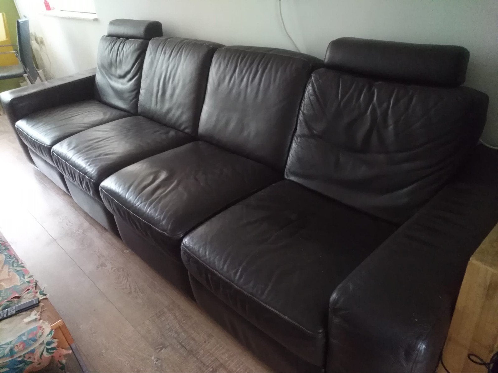 Natuzzi bankstel bufallo leer, Ophalen of Verzenden, Gebruikt, Leer