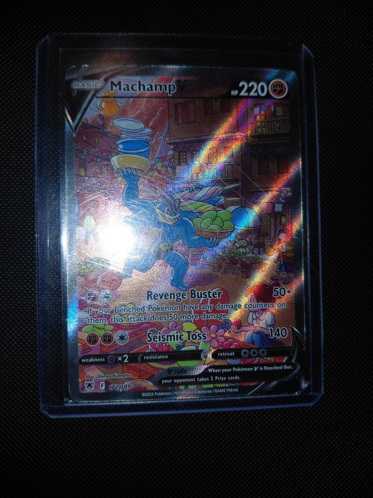 Pokemon kaarten Machamp V Alt Art Astral Radiance, Ophalen of Verzenden, Gebruikt, Losse kaart, Foil
