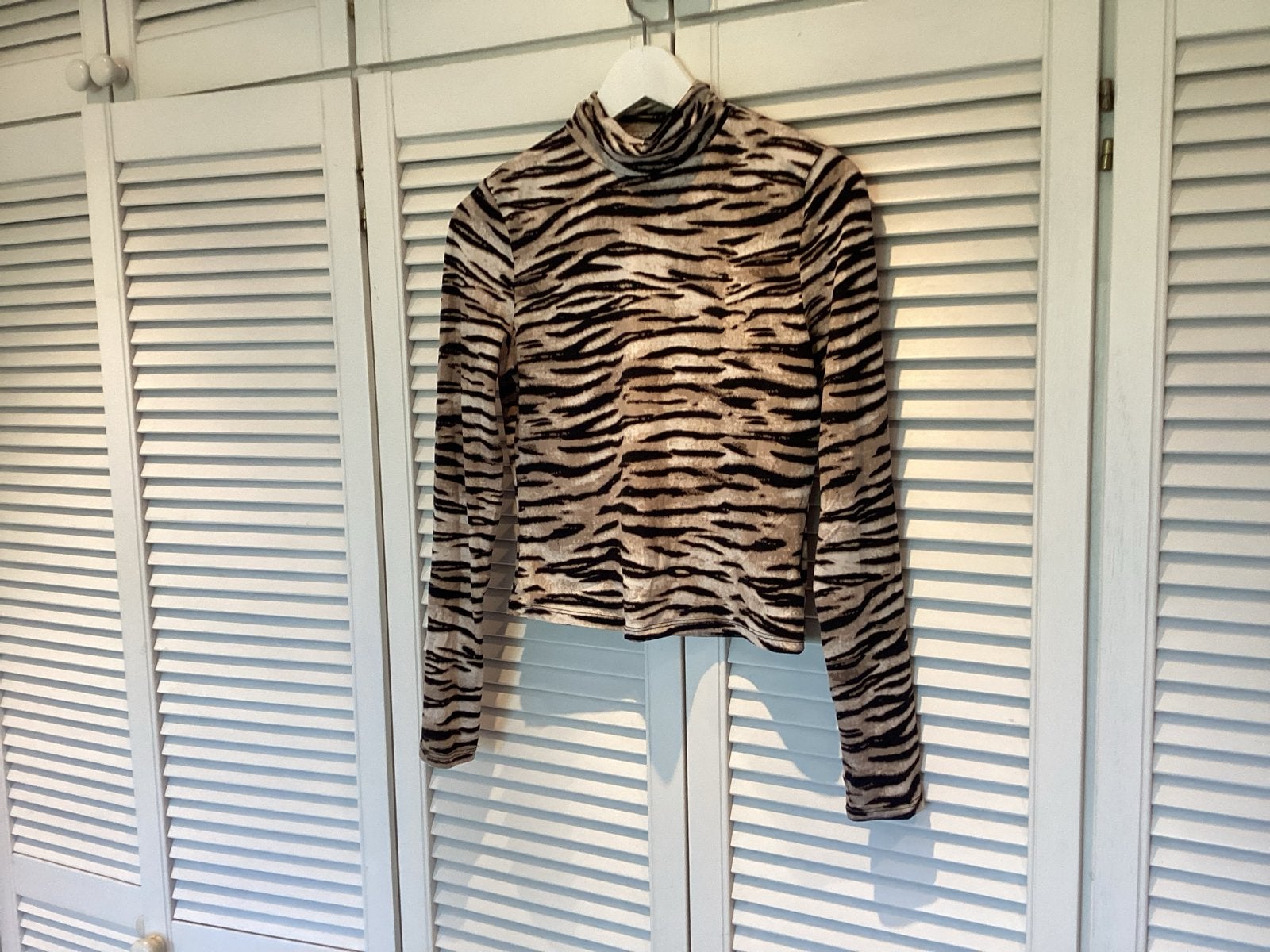 Loavies tijgerprint coltrui met lange mouwen, Beige, Ophalen of Verzenden, Zo goed als nieuw, Lange mouw