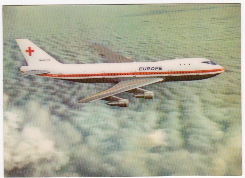 Swissair Boeing 747 - 3D Lenticulaire Kaart -, Verzenden, Zo goed als nieuw, Kaart, Foto of Prent