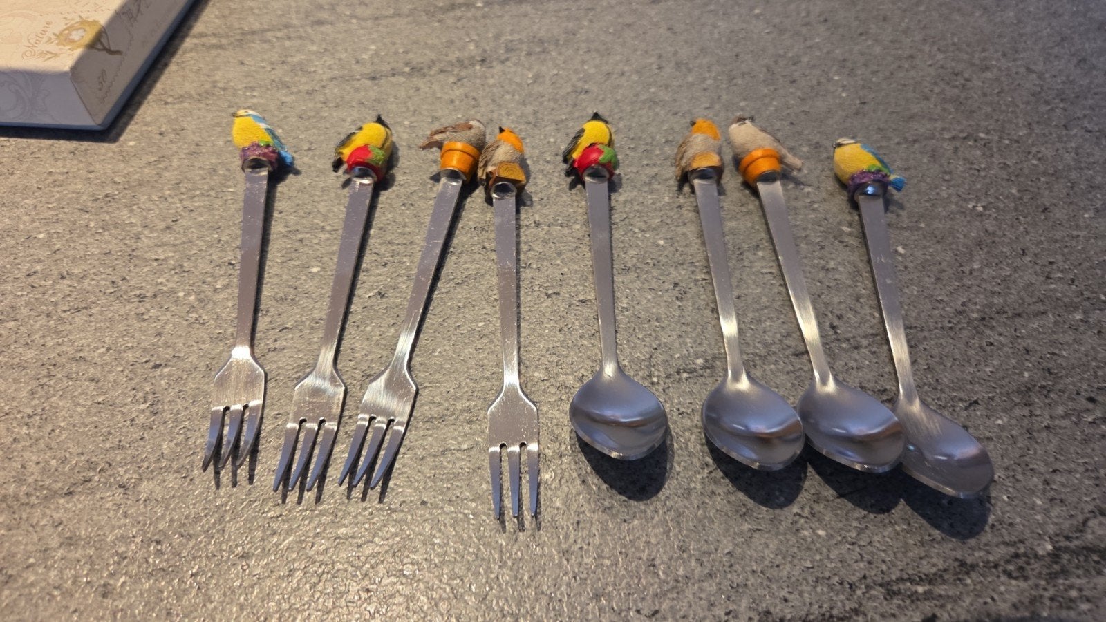 lepeltjes en vorkjes met vogels., Ophalen of Verzenden, Rvs of Chroom
