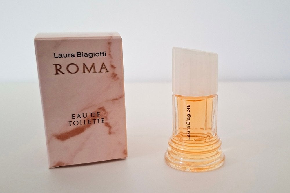 Laura Biagiotti parfum miniatuur Roma - EDT, Ophalen of Verzenden, Zo goed als nieuw, Miniatuur, Gevuld