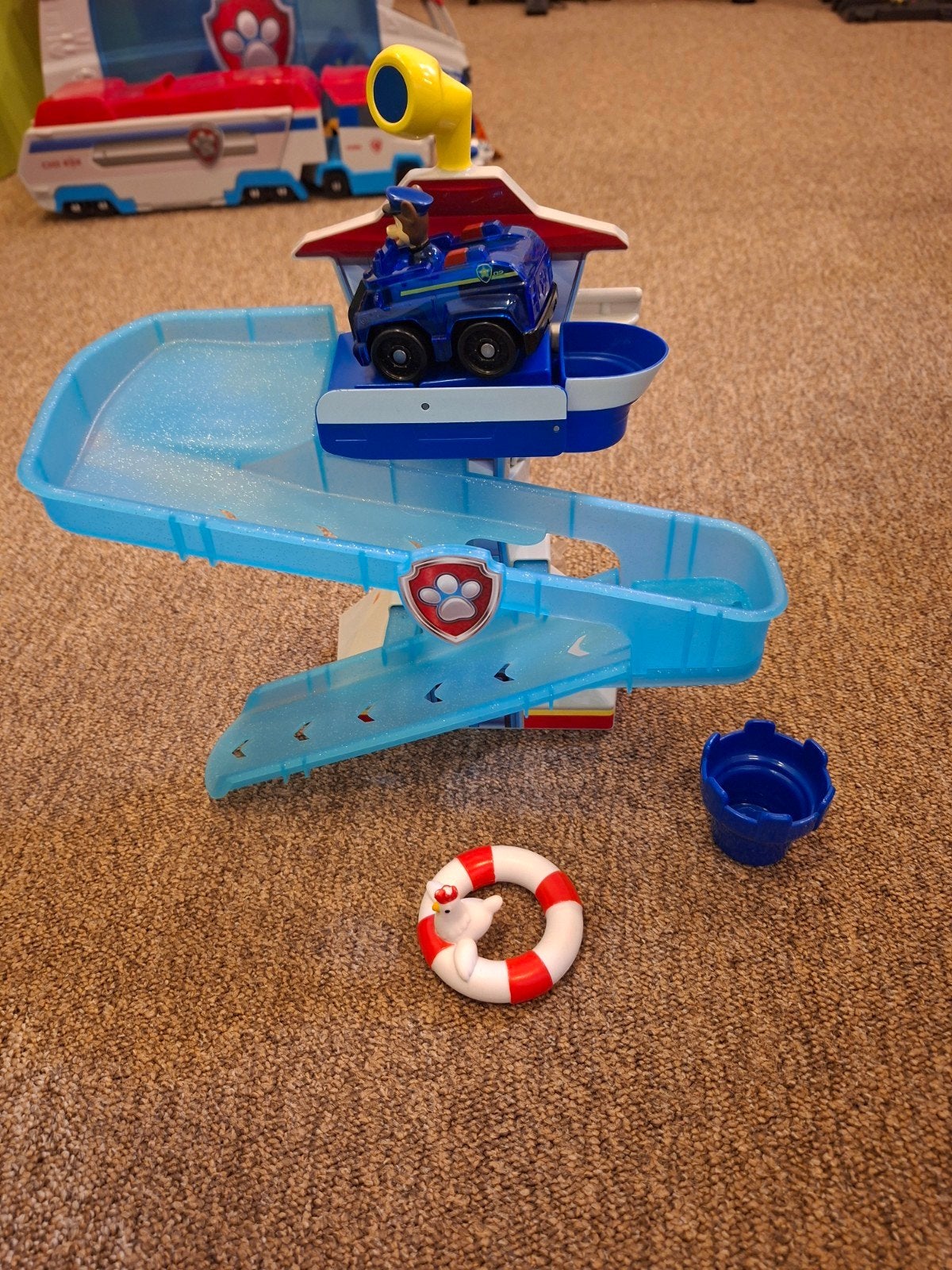 Paw Patrol Bad Speeltje met Chase en Waterglijbaan, Ophalen of Verzenden, Gebruikt, Overige typen, Met wieltjes