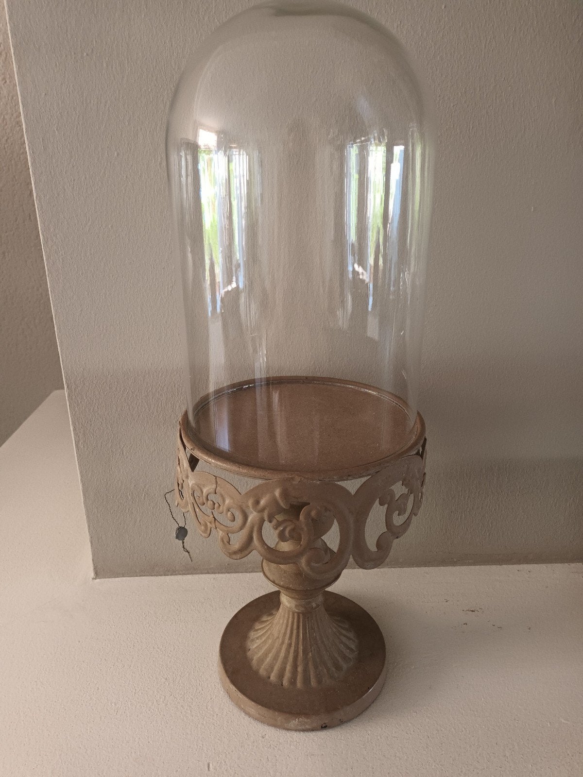 Glazen stolp op ijzeren voet, Huis en Inrichting, Ophalen, Vintage, Gebruikt, Glas