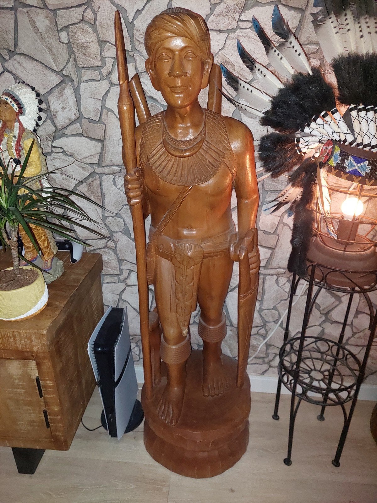 2 peruaanse indianen, Huis en Inrichting, Hout, Bruin, 125 cm, Ophalen