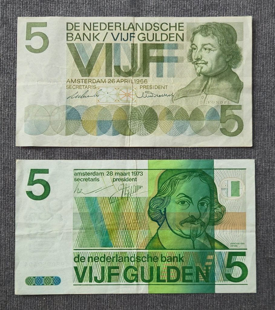 2 x 5 gulden biljet nederland, Postzegels en Munten, Verzenden, 5 gulden, Setje