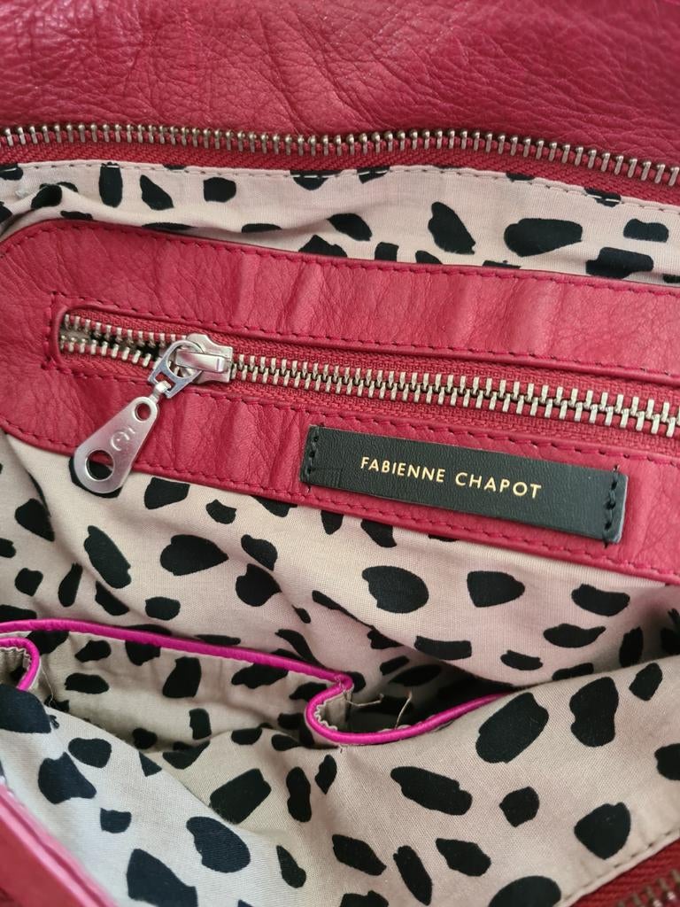 FABIENNE CHAPOT RODE LEREN TAS, Sieraden, Tassen en Uiterlijk, Tassen | Schoudertassen, Zo goed als nieuw, Rood, Leer, Verzenden