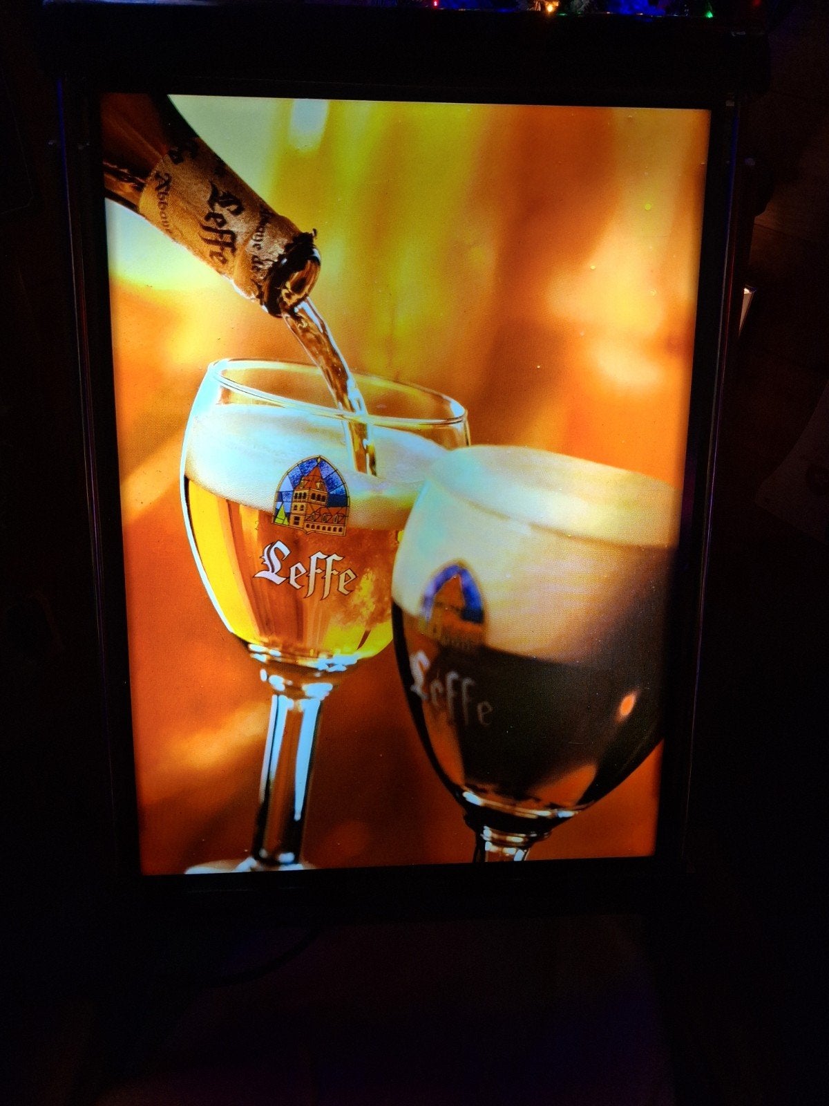 leffe bierreclame verlichting, Ophalen of Verzenden, Reclamebord, Plaat of Schild, Overige merken