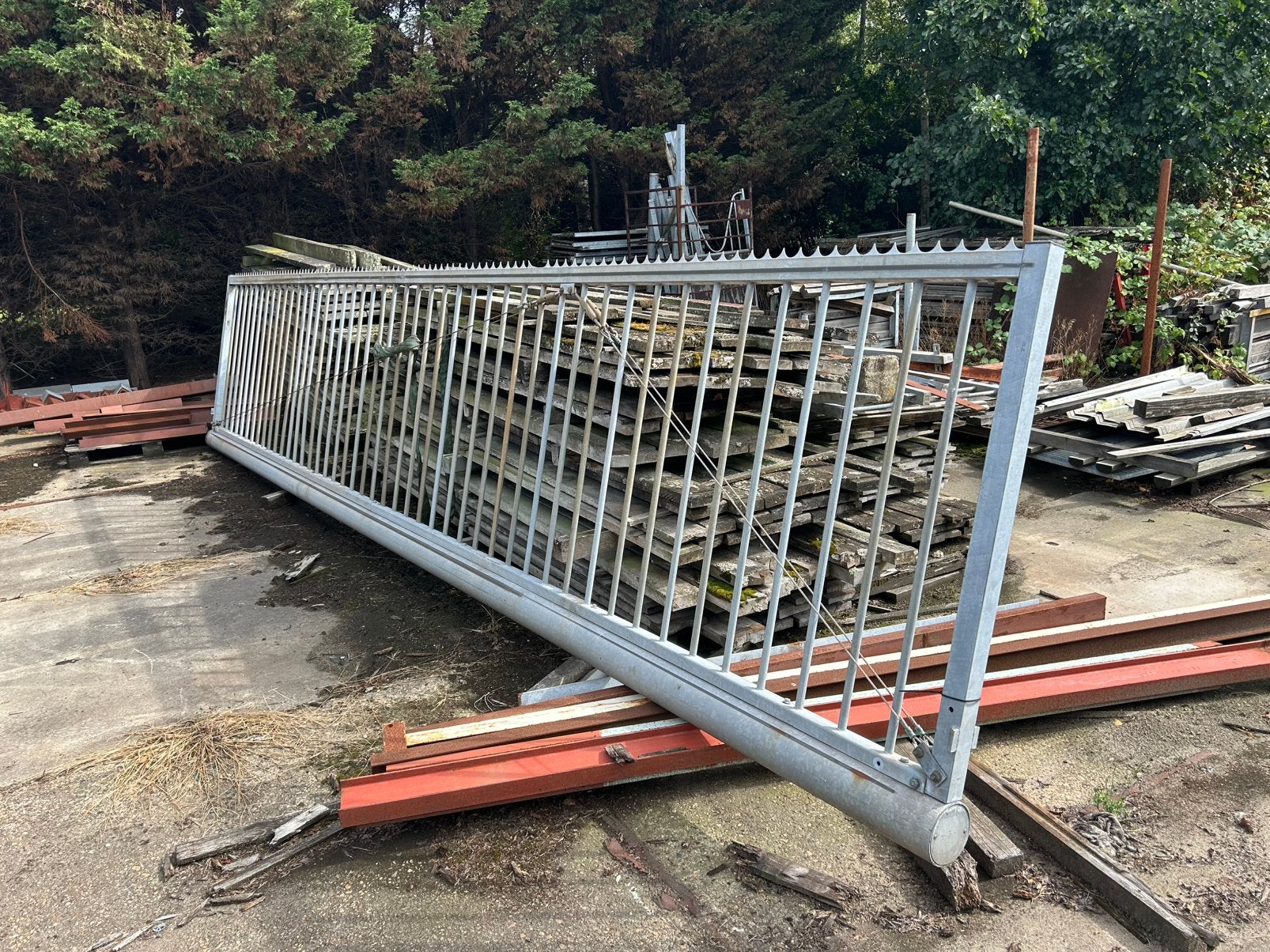 Rolpoort 5m breed, Ophalen, Gebruikt, IJzer, Spijlenhekwerk