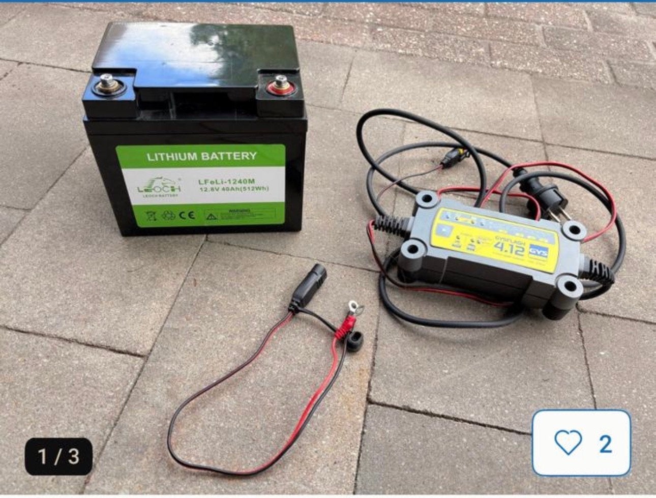 Lithium Accu 12.8V 40Ah (512Wh) met GYSFLASH 4.12 lader, Gebruikt, Universele onderdelen